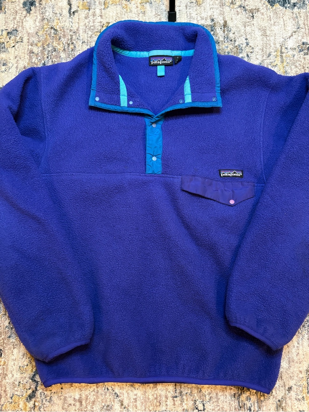 Patagonia Vintage Synchilla Snap-T Fleece Pullover Jacket Purple Green Small